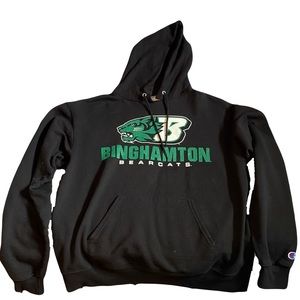 Binghamton Bearcats Champion Reverse Weave Fleece Pullover Hoodie - Black